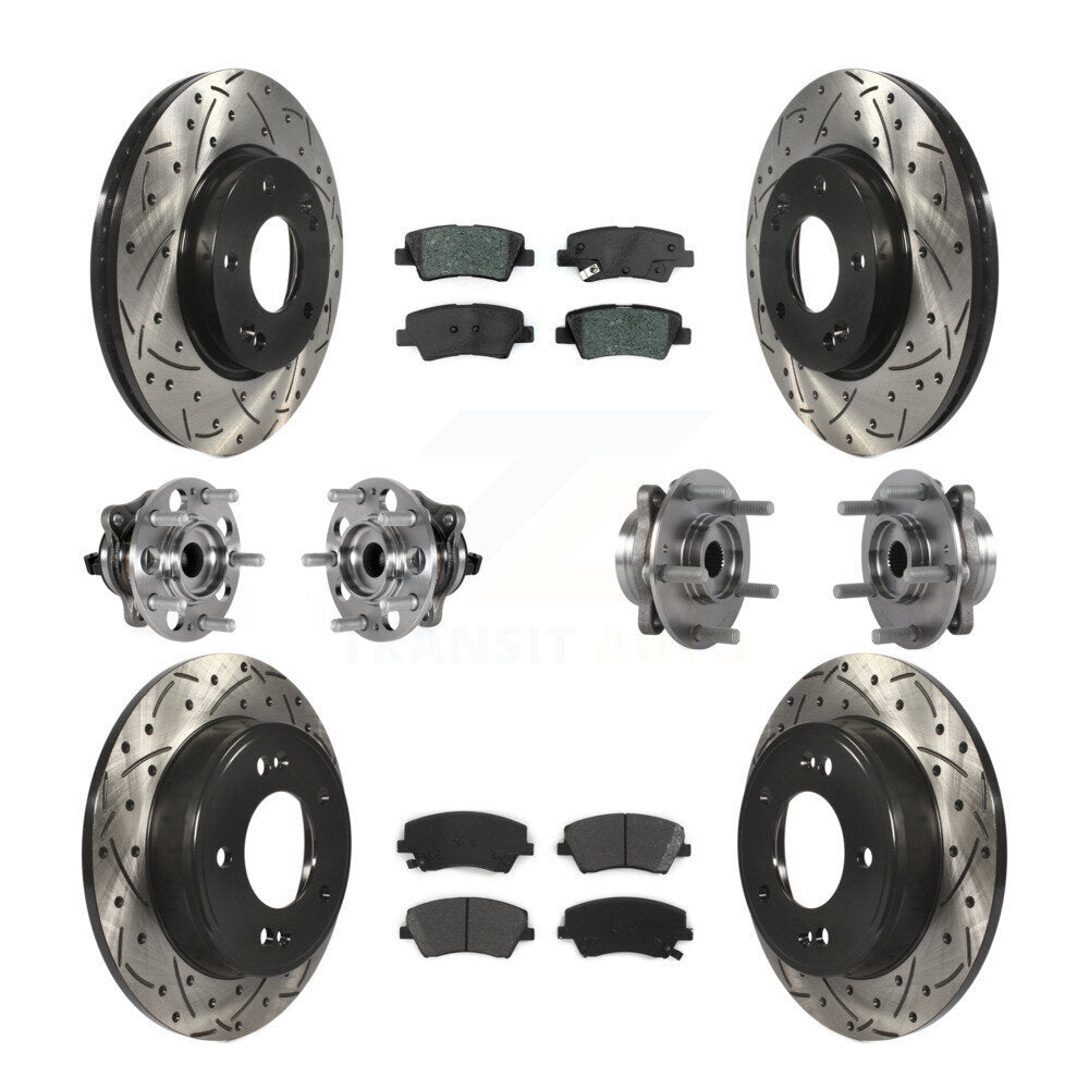 Front Rear Hub Bearing Coat Brake Rotor Pad Kit (10Pc) For 2017-2020 Hyundai Elantra 2.0L KBB-123761