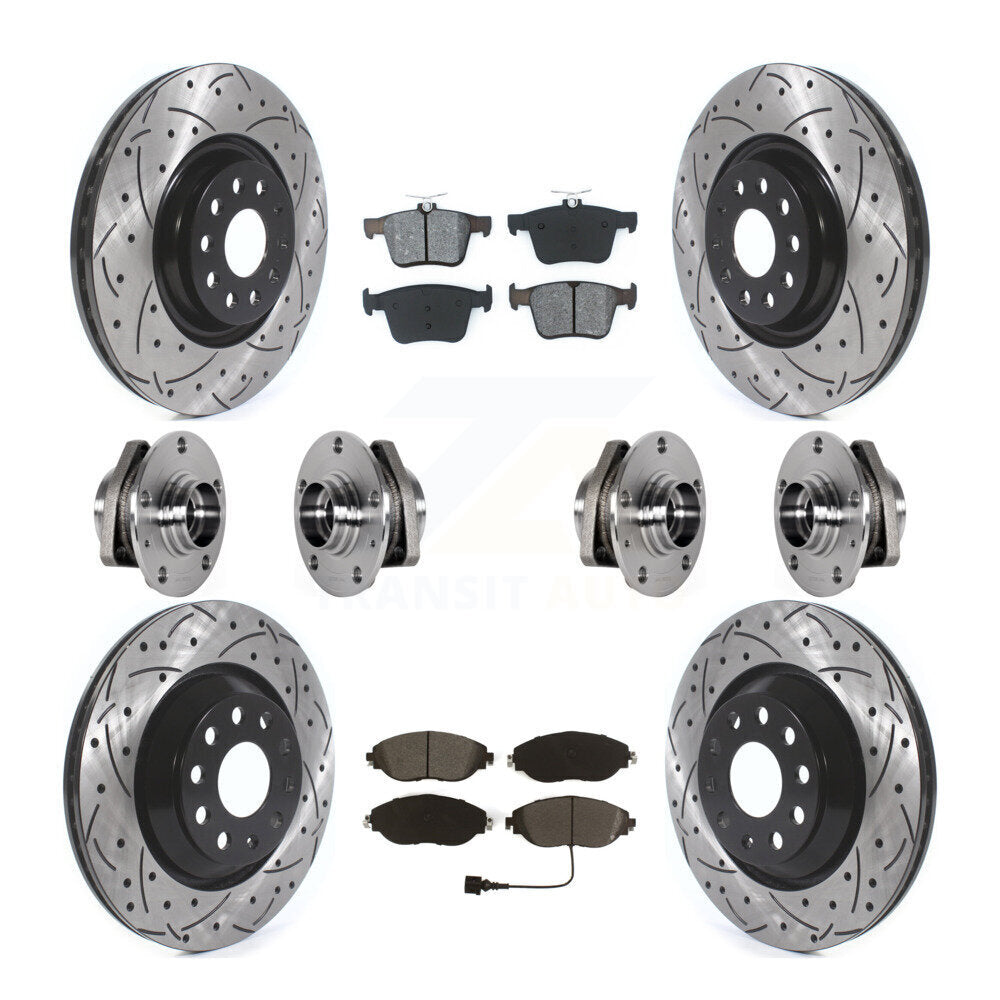 Front Rear Hub Bearings Assembly Coated Disc Brake Rotors And Pads Kit (10Pc) For Audi S3 KBB-123766