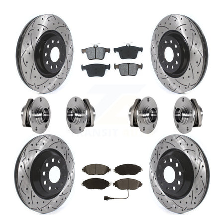 Front Rear Hub Bearings Assembly Coated Disc Brake Rotors And Pads Kit (10Pc) For Audi S3 KBB-123766