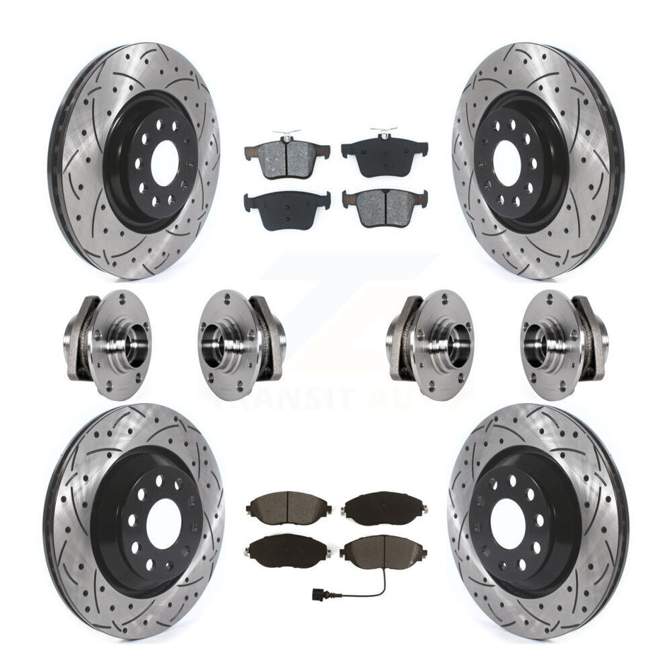 Front Rear Hub Bearings Assembly Coated Disc Brake Rotors And Pads Kit (10Pc) For Audi S3 KBB-123766