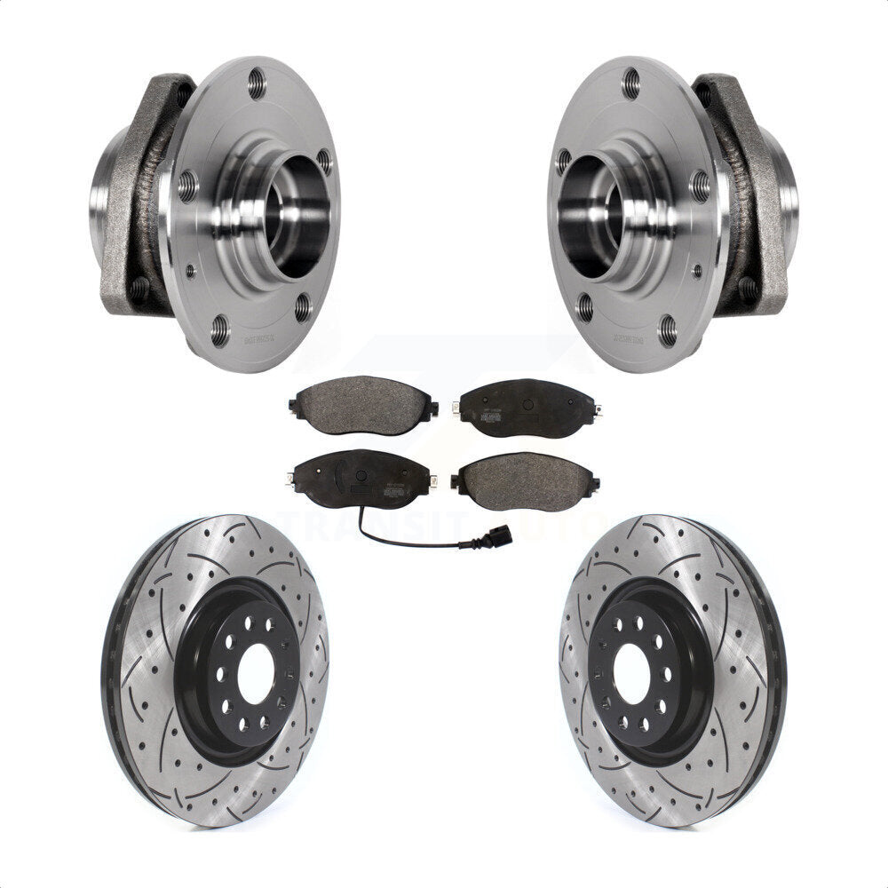 Front Hub Bearing Drill Slot Brake Rotor Pad Kit For Audi S3 With 80mm Pilot Diameter KBB-123785