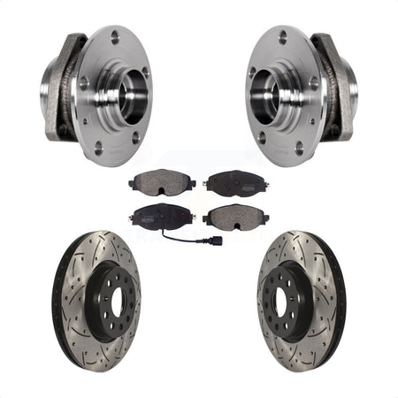 Front Hub Bearing Assembly Drilled Slot Brake Rotor Pads Kit For Audi A3 Sportback e-tron KBB-123788