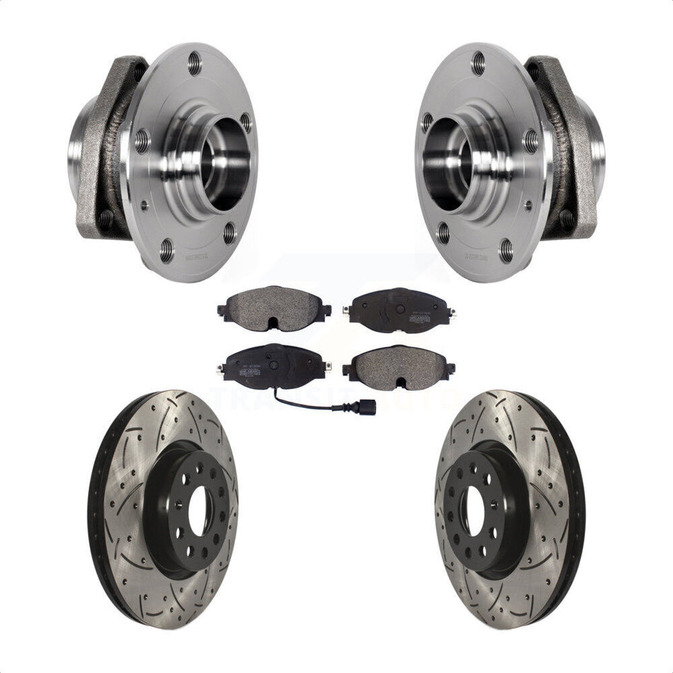Front Hub Bearing Assembly Drilled Slot Brake Rotor Pads Kit For Audi A3 Sportback e-tron KBB-123788