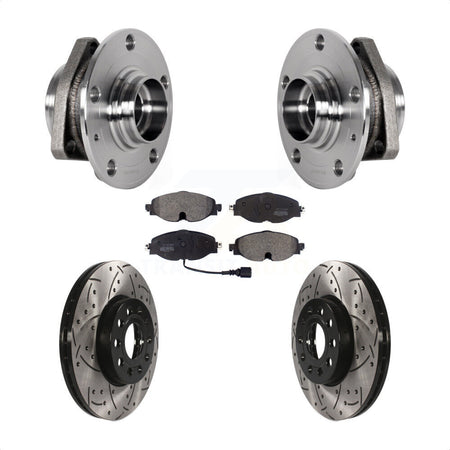 Front Hub Bearing Drill Slot Brake Rotor Pad Kit For Audi A3 With 80mm Pilot Diameter KBB-123789