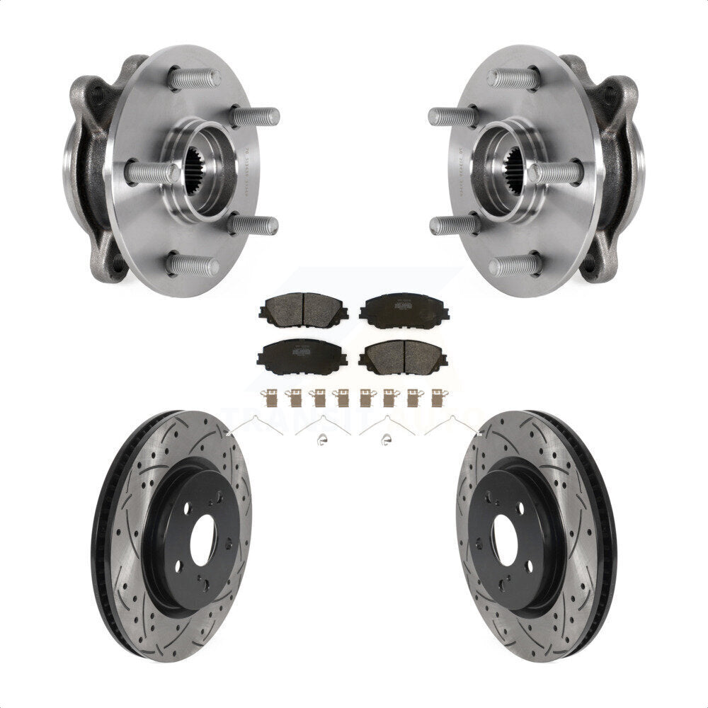 Front Hub Bearing Coat Drill Slot Brake Rotor Pad Kit For Toyota Camry Lexus ES250 Avalon KBB-123790