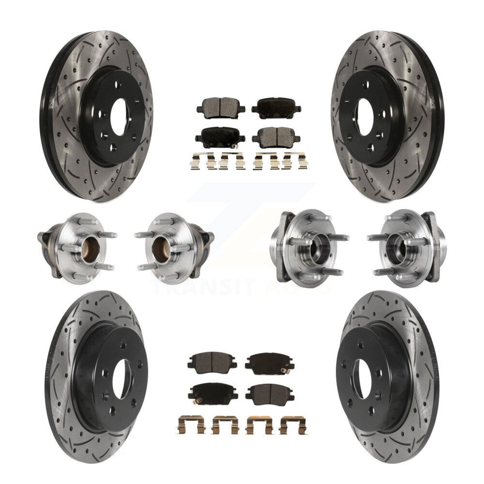 Front Rear Hub Bearings Assembly Coated Disc Brake Rotors And Semi-Metallic Pads Kit (10Pc) For Chevrolet Volt Bolt EV KBB-123803