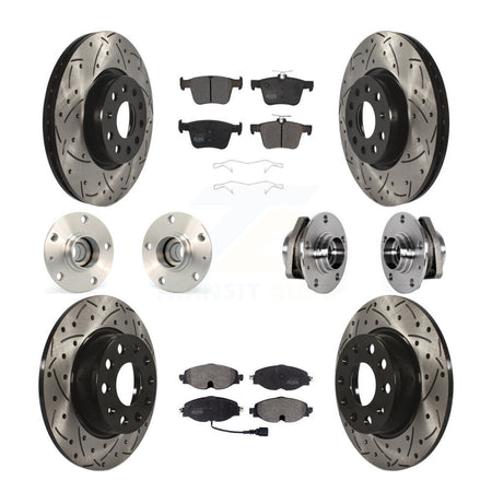 Front Rear Hub Bearing Coated Brake Rotor And Pad Kit (10Pc) For Audi A3 Sportback e-tron KBB-123812