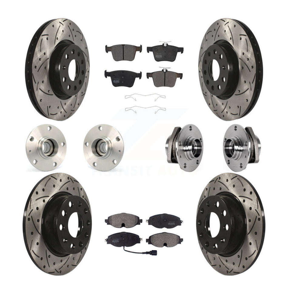 Front Rear Hub Bearing Coated Brake Rotor And Pad Kit (10Pc) For Audi A3 Sportback e-tron KBB-123812