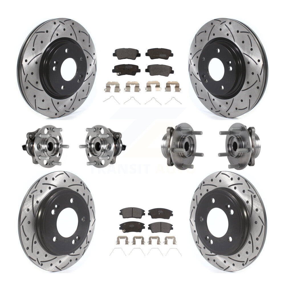Front Rear Hub Bearing Coat Brake Rotor Pad Kit (10Pc) For 2017-2020 Hyundai Elantra 1.6L KBB-123814