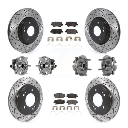 Front Rear Hub Bearing Coat Brake Rotor Pad Kit (10Pc) For 2017-2020 Hyundai Elantra 1.6L KBB-123814