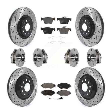 Front Rear Hub Bearings Assembly Coated Disc Brake Rotors And Pads Kit (10Pc) For Audi S3 KBB-123821