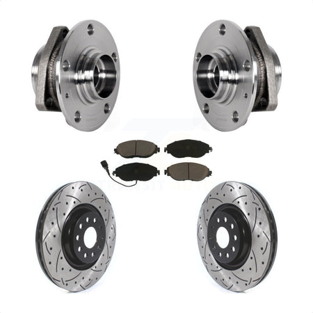 Front Hub Bearing Drill Slot Brake Rotor Pad Kit For Audi S3 With 80mm Pilot Diameter KBB-123832