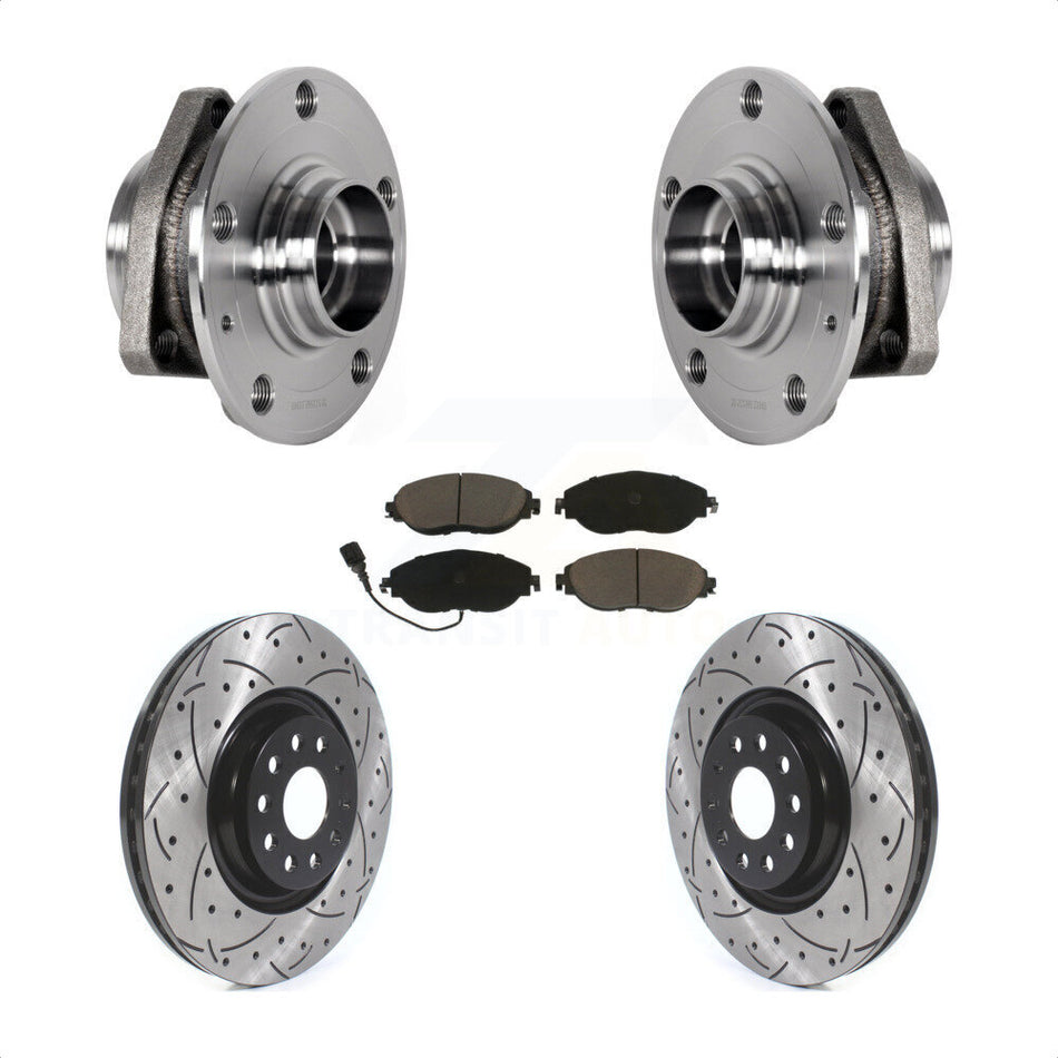 Front Hub Bearing Drill Slot Brake Rotor Pad Kit For Audi S3 With 80mm Pilot Diameter KBB-123832