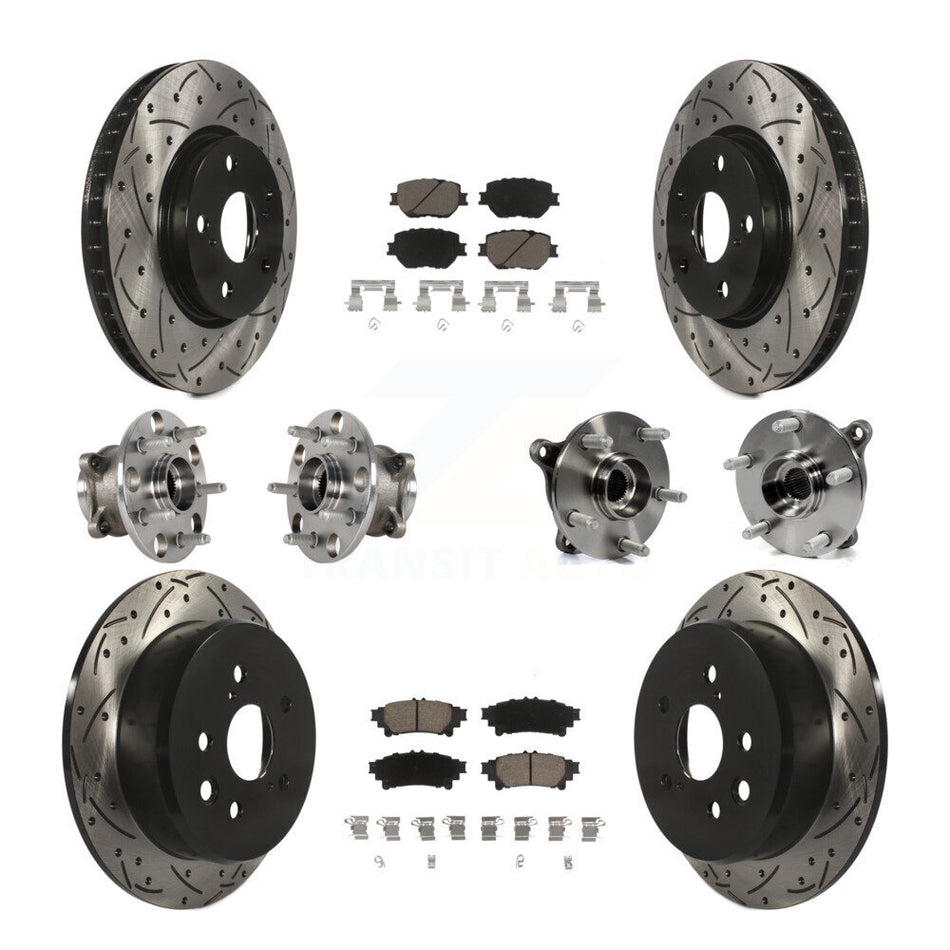Front Rear Hub Bearings Assembly Coated Disc Brake Rotors And Ceramic Pads Kit (10Pc) For Lexus IS250 KBB-123846