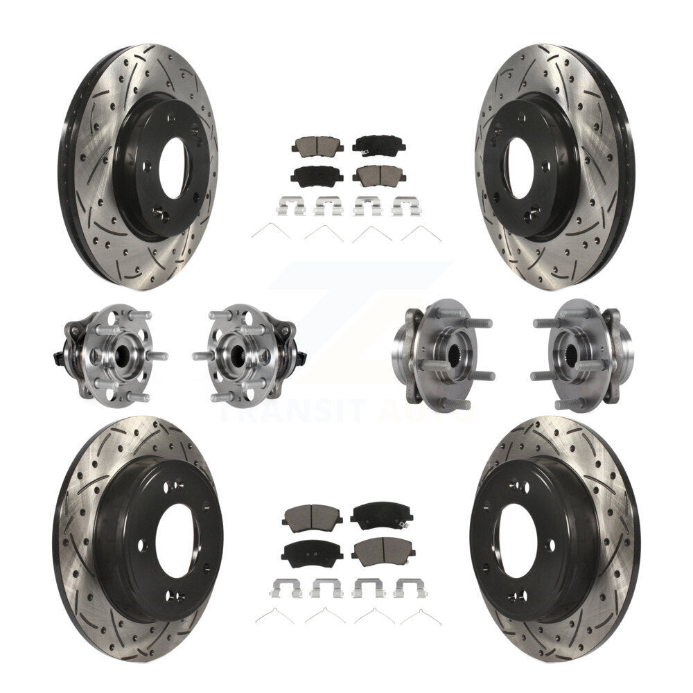 Front Rear Hub Bearing Coat Brake Rotor Pad Kit (10Pc) For 2017-2020 Hyundai Elantra 2.0L KBB-123851