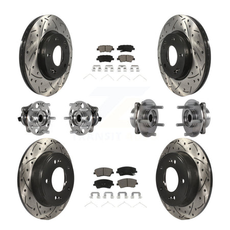 Front Rear Hub Bearing Coat Brake Rotor Pad Kit (10Pc) For 2017-2020 Hyundai Elantra 2.0L KBB-123851