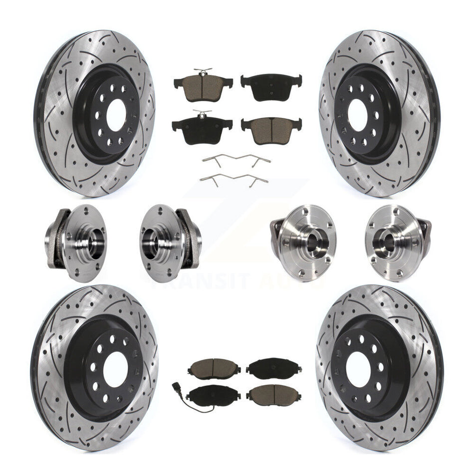 Front Rear Hub Bearing Coated Brake Rotor & Pads Kit (10Pc) For Volkswagen Golf R Audi S3 KBB-123858