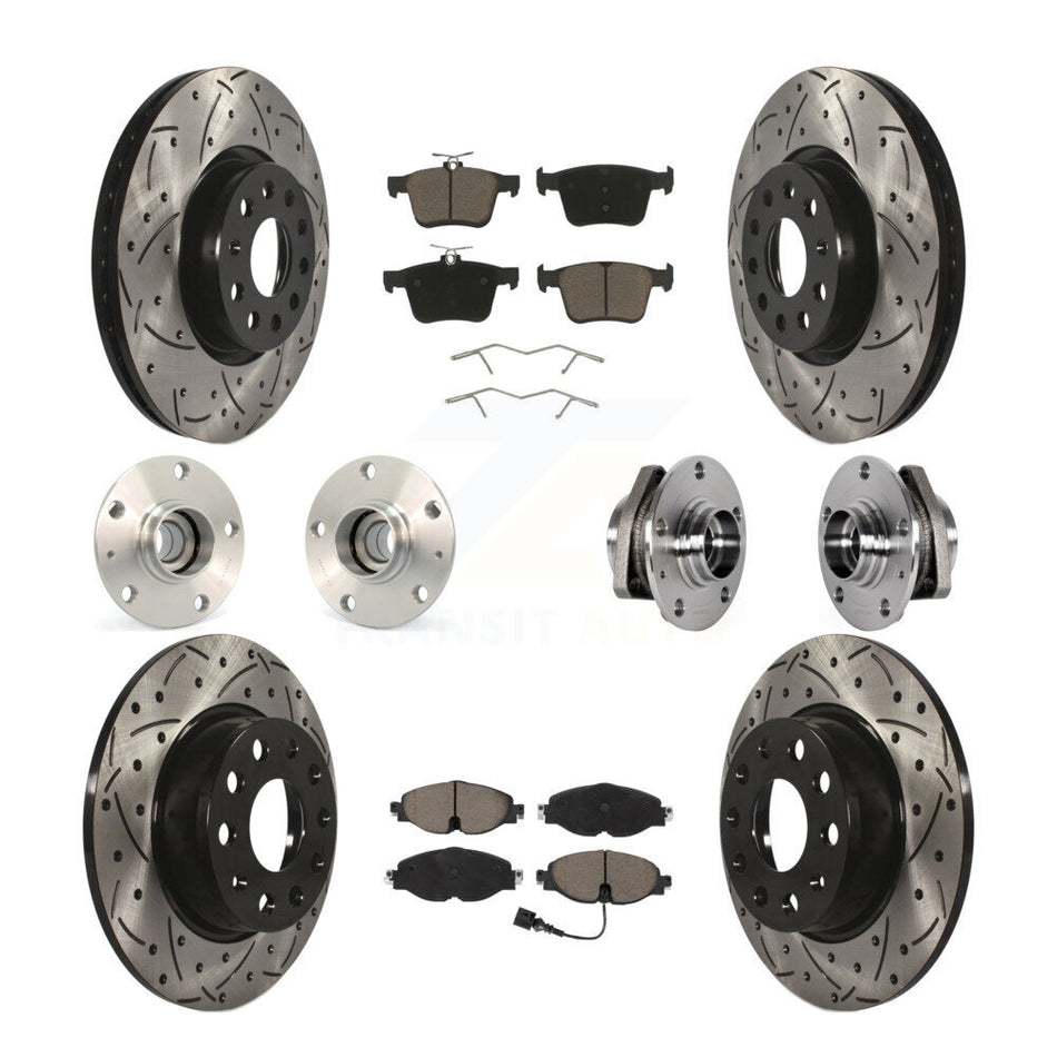 Front Rear Hub Bearing Coated Brake Rotor And Pad Kit (10Pc) For Audi A3 Sportback e-tron KBB-123860