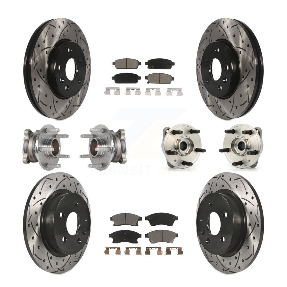 Front Rear Hub Bearings Assembly Coated Disc Brake Rotors And Ceramic Pads Kit (10Pc) For Chevrolet Cruze Limited KBB-123863