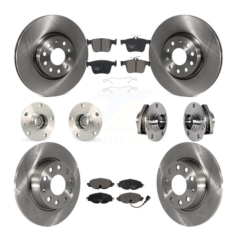 Front Rear Hub Bearing Disc Brake Rotors And Pads Kit (10Pc) For Audi A3 Sportback e-tron KBB-123891