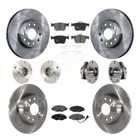 Front Rear Hub Bearing Disc Brake Rotor And Ceramic Pads Kit (10Pc) For 2016 Audi A3 2.0L KBB-123892