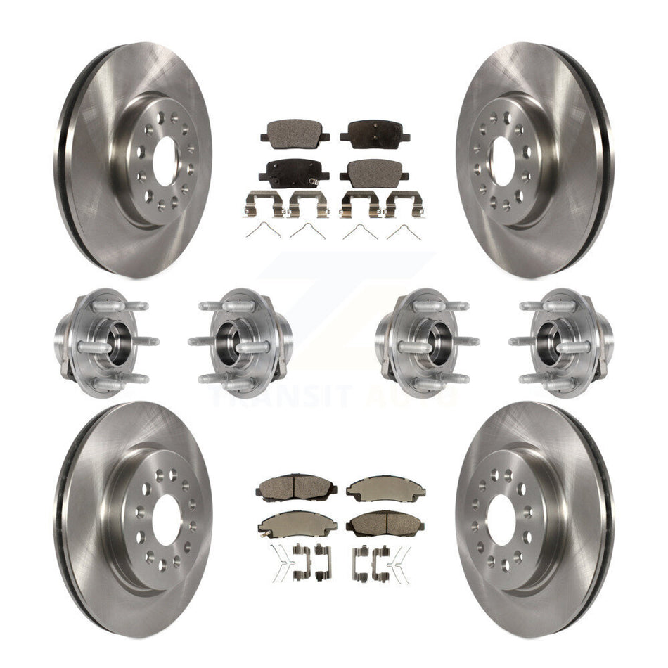 Front Rear Hub Bearings Assembly Disc Brake Rotors And Ceramic Pads Kit (10Pc) For 2018-2020 Chevrolet Traverse 4WD KBB-123898