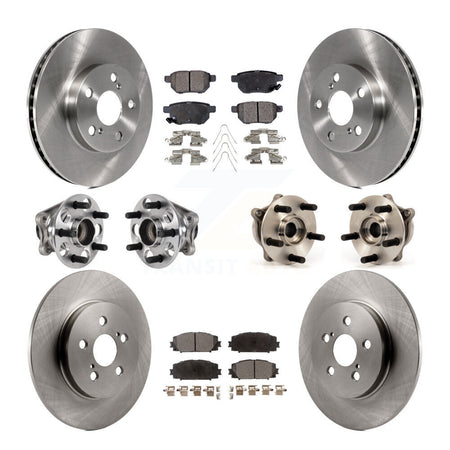 Front Rear Hub Bearings Disc Brake Rotors And Ceramic Pads Kit (10Pc) For Lexus CT200h KBB-123901