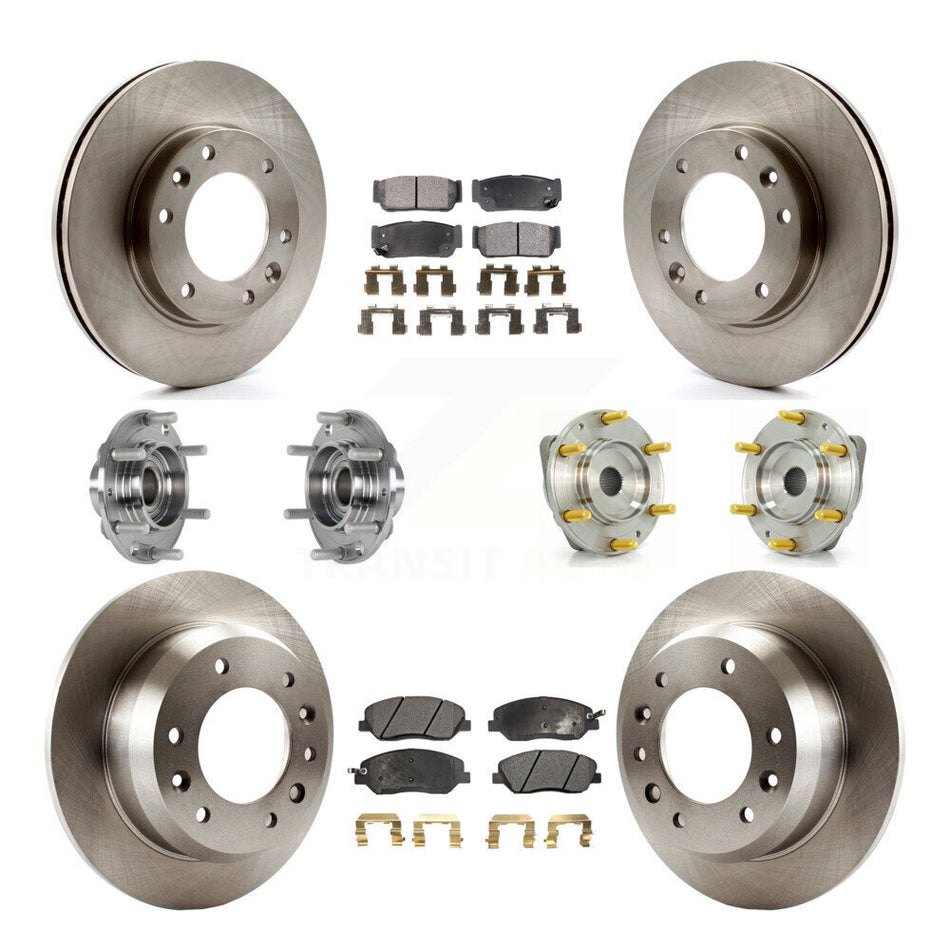 Front Rear Hub Bearings Assembly Disc Brake Rotors And Ceramic Pads Kit (10Pc) For Kia Sedona Hyundai Entourage To 04/27/06 KBB-123905