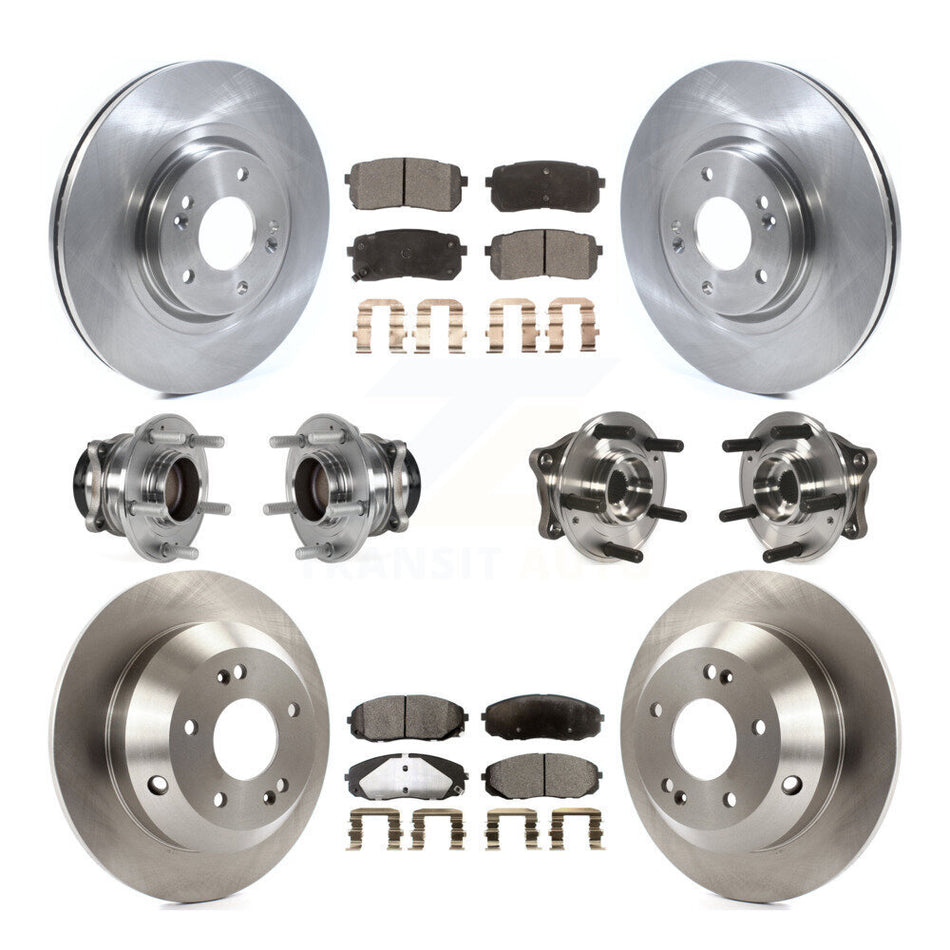 Front Rear Hub Bearings Assembly Disc Brake Rotors And Ceramic Pads Kit (10Pc) For 2015-2019 Kia Sedona KBB-123906