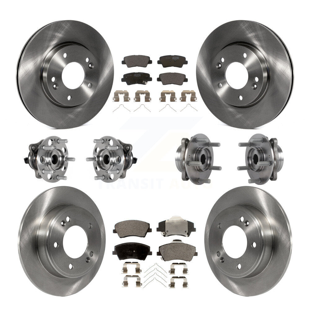 Front Rear Hub Bearing Disc Brake Rotor Pad Kit (10Pc) For 2017-2020 Hyundai Elantra 2.0L KBB-123907