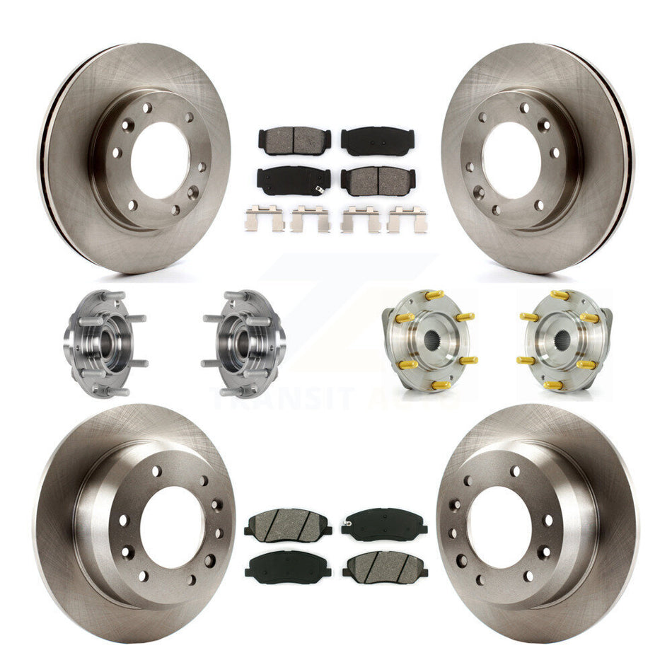 Front Rear Hub Bearings Assembly Disc Brake Rotors And Semi-Metallic Pads Kit (10Pc) For Kia Sedona Hyundai Entourage To 04/27/06 KBB-123912