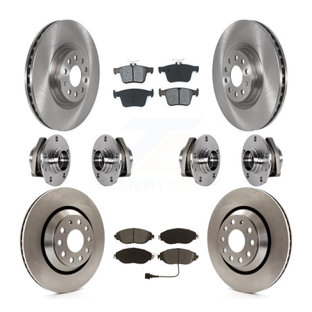 Front Rear Hub Bearings Disc Brake Rotors And Semi-Metallic Pads Kit (10Pc) For Audi S3 KBB-123921
