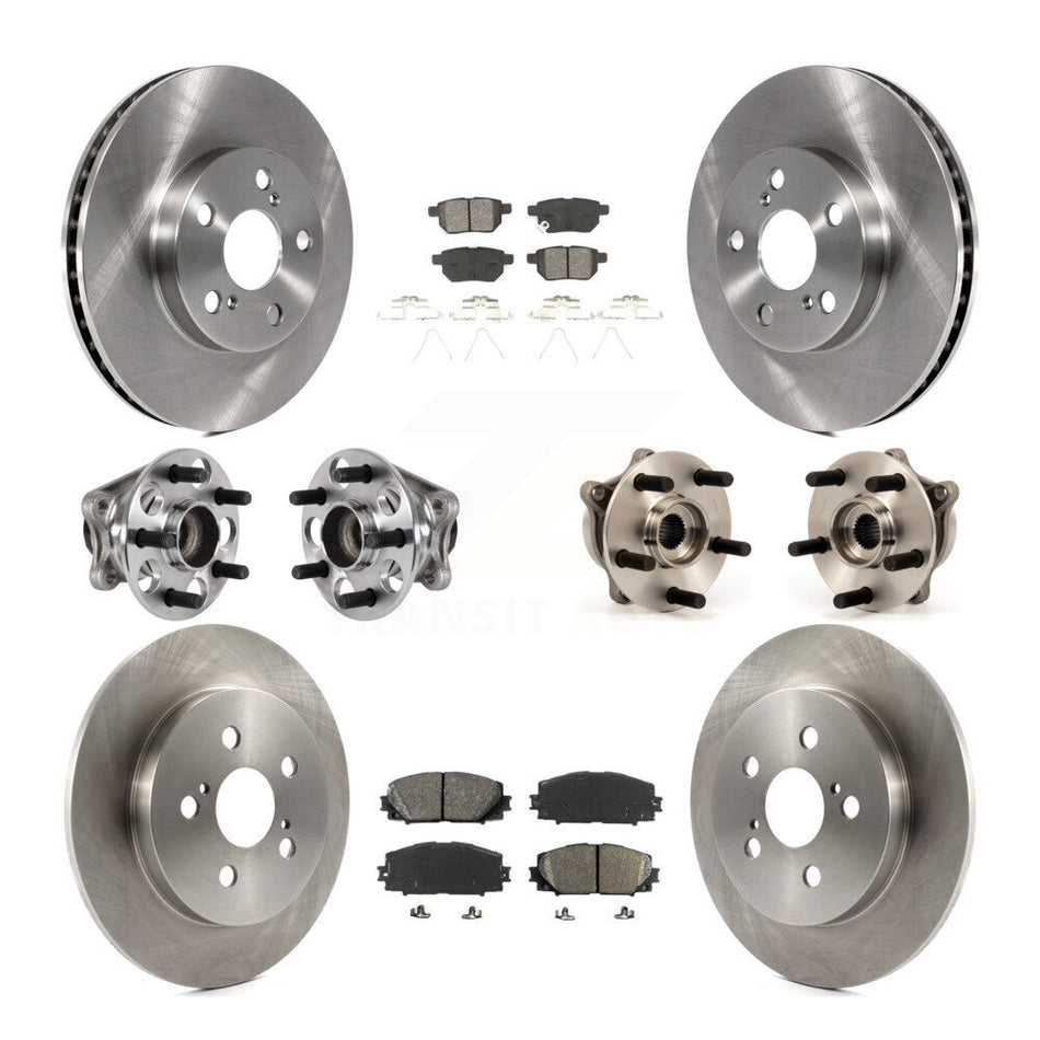 Front Rear Hub Bearing Disc Brake Rotor And Semi-Metallic Pad Kit (10Pc) For Lexus CT200h KBB-123924