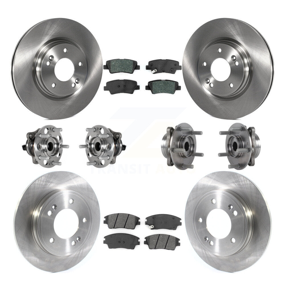 Front Rear Hub Bearing Disc Brake Rotor Pad Kit (10Pc) For 2017-2020 Hyundai Elantra 1.6L KBB-123929