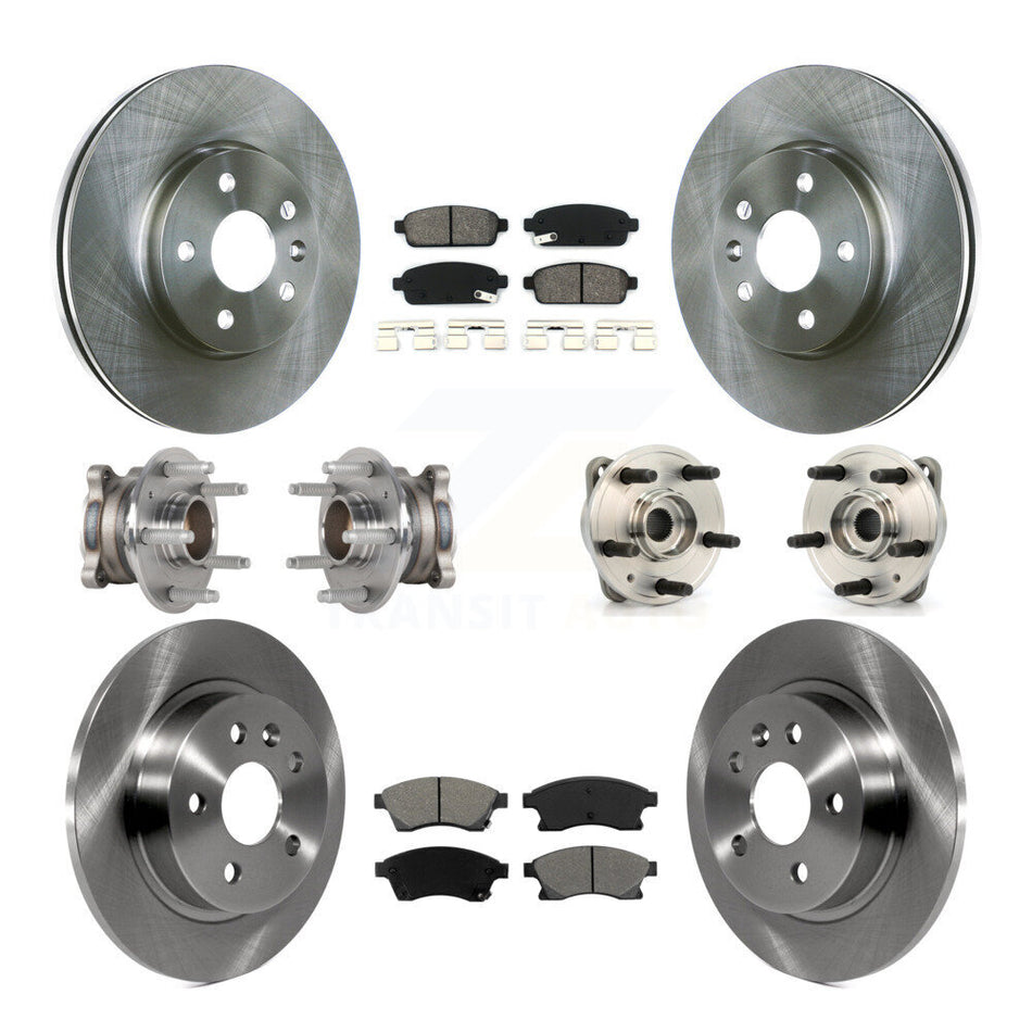 Front Rear Hub Bearings Assembly Disc Brake Rotors And Semi-Metallic Pads Kit (10Pc) For Chevrolet Cruze Limited KBB-123932