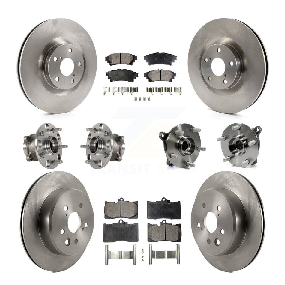 Front Rear Hub Bearings Assembly Disc Brake Rotors And Semi-Metallic Pads Kit (10Pc) For Lexus GS350 IS300 IS350 RC350 RC300 KBB-123941