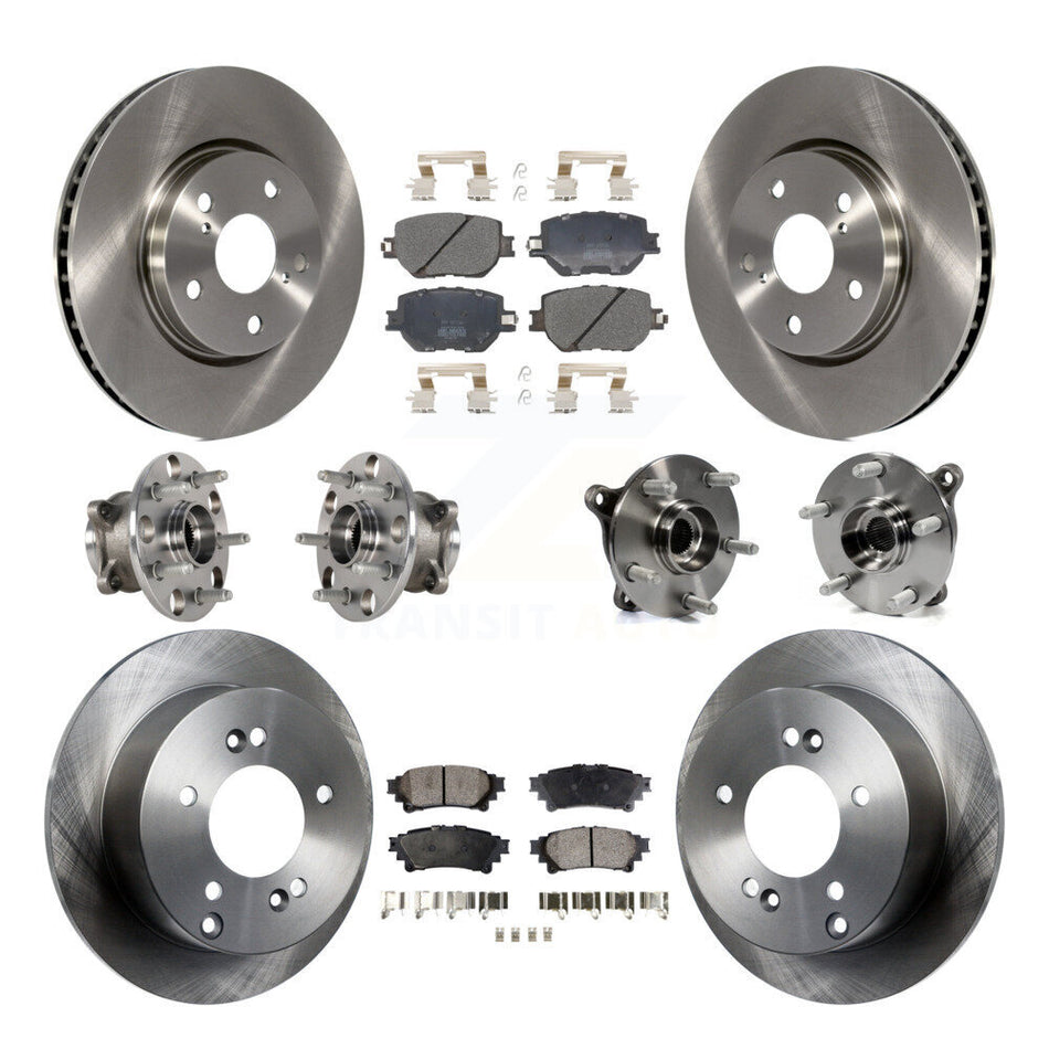 Front Rear Hub Bearings Assembly Disc Brake Rotors And Semi-Metallic Pads Kit (10Pc) For Lexus IS250 KBB-123945