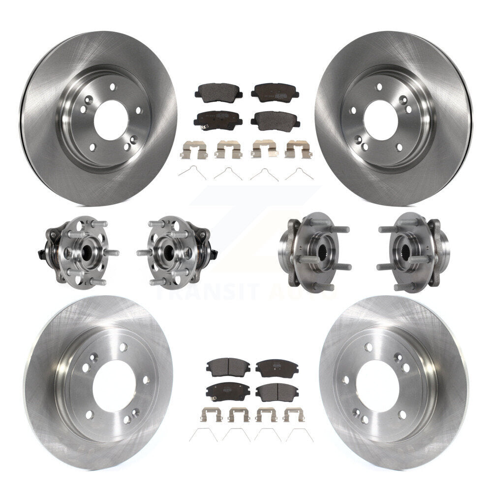 Front Rear Hub Bearing Disc Brake Rotor Pad Kit (10Pc) For 2017-2020 Hyundai Elantra 1.6L KBB-123951