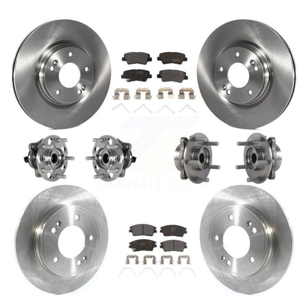 Front Rear Hub Bearing Disc Brake Rotor Pad Kit (10Pc) For 2017-2020 Hyundai Elantra 1.6L KBB-123951