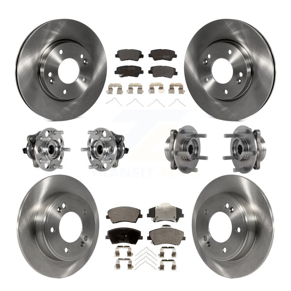 Front Rear Hub Bearing Disc Brake Rotor Pad Kit (10Pc) For 2017-2020 Hyundai Elantra 2.0L KBB-123952