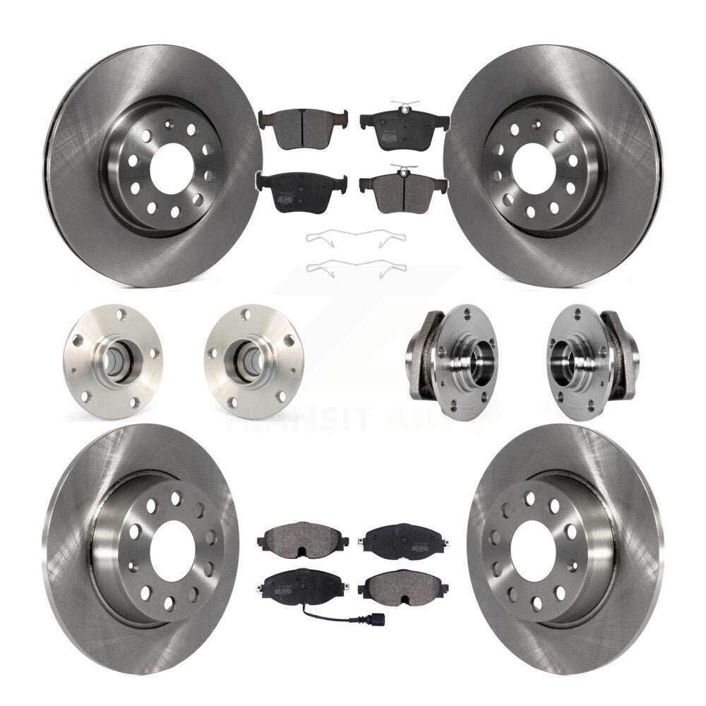 Front Rear Hub Bearing Disc Brake Rotors And Pads Kit (10Pc) For Audi A3 Sportback e-tron KBB-123955