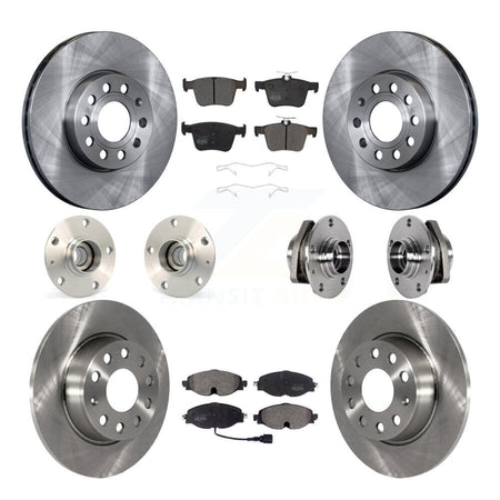 Front Rear Hub Bearing Assembly Disc Brake Rotor And Pad Kit (10Pc) For 2016 Audi A3 2.0L KBB-123958