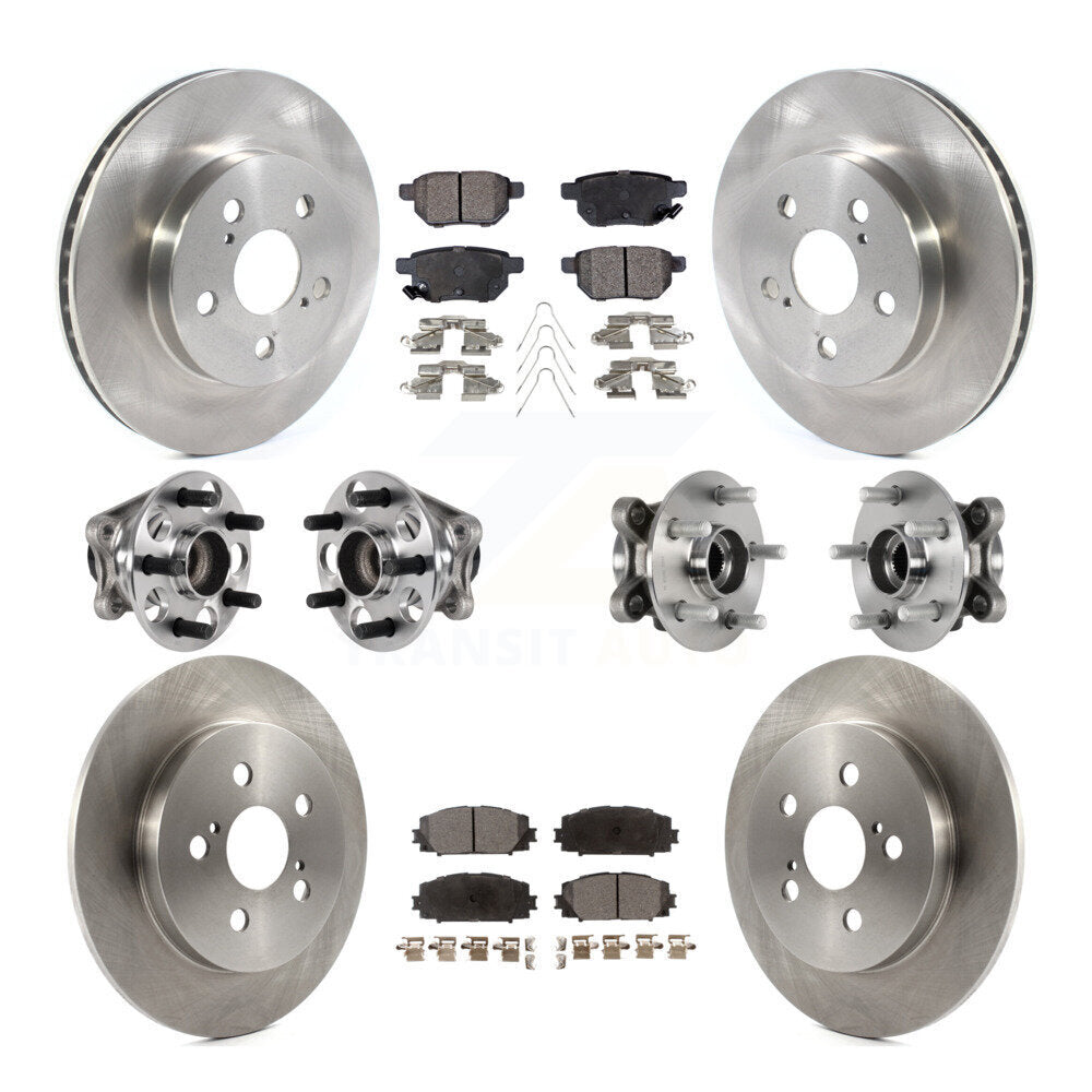 Front Rear Hub Bearings Disc Brake Rotors And Pads Kit (10Pc) For Toyota Prius Prime KBB-123960