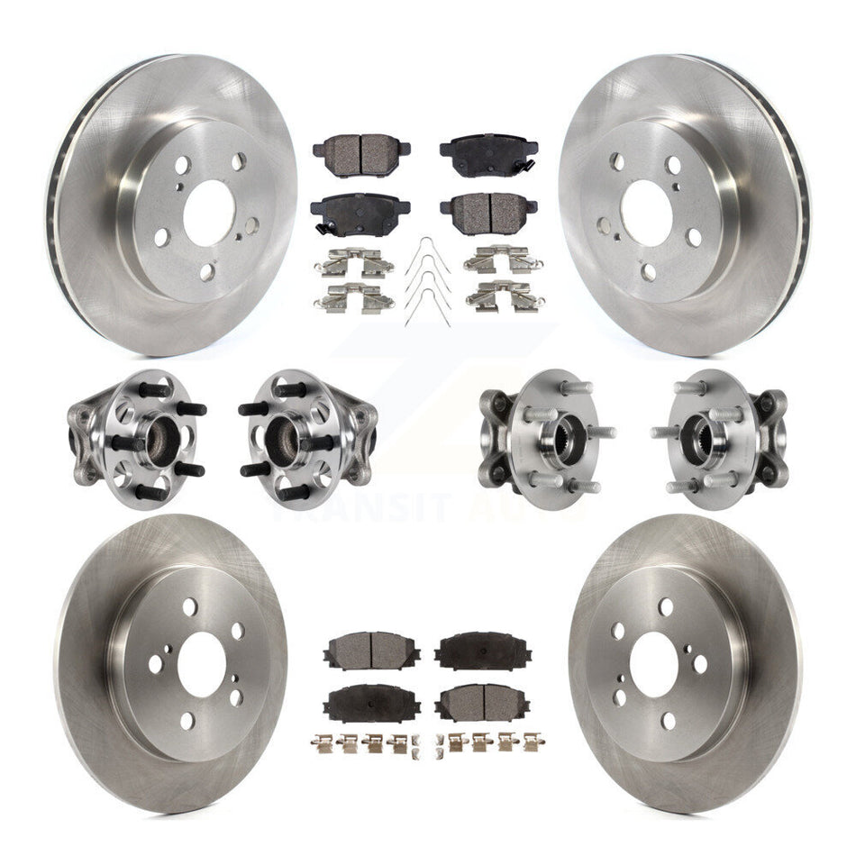 Front Rear Hub Bearings Disc Brake Rotors And Pads Kit (10Pc) For Toyota Prius Prime KBB-123960