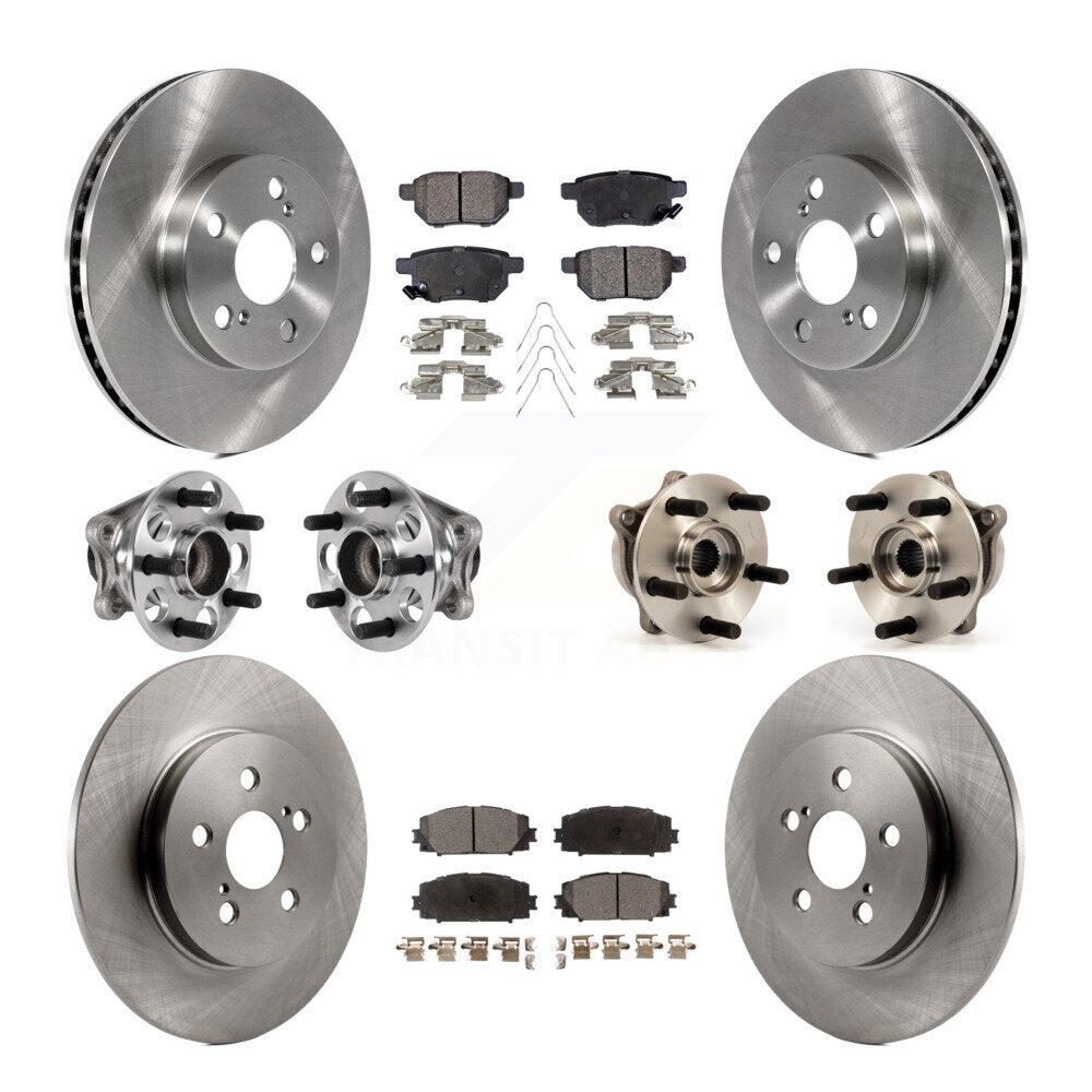 Front Rear Hub Bearing Disc Brake Rotor And Semi-Metallic Pad Kit (10Pc) For Lexus CT200h KBB-123961