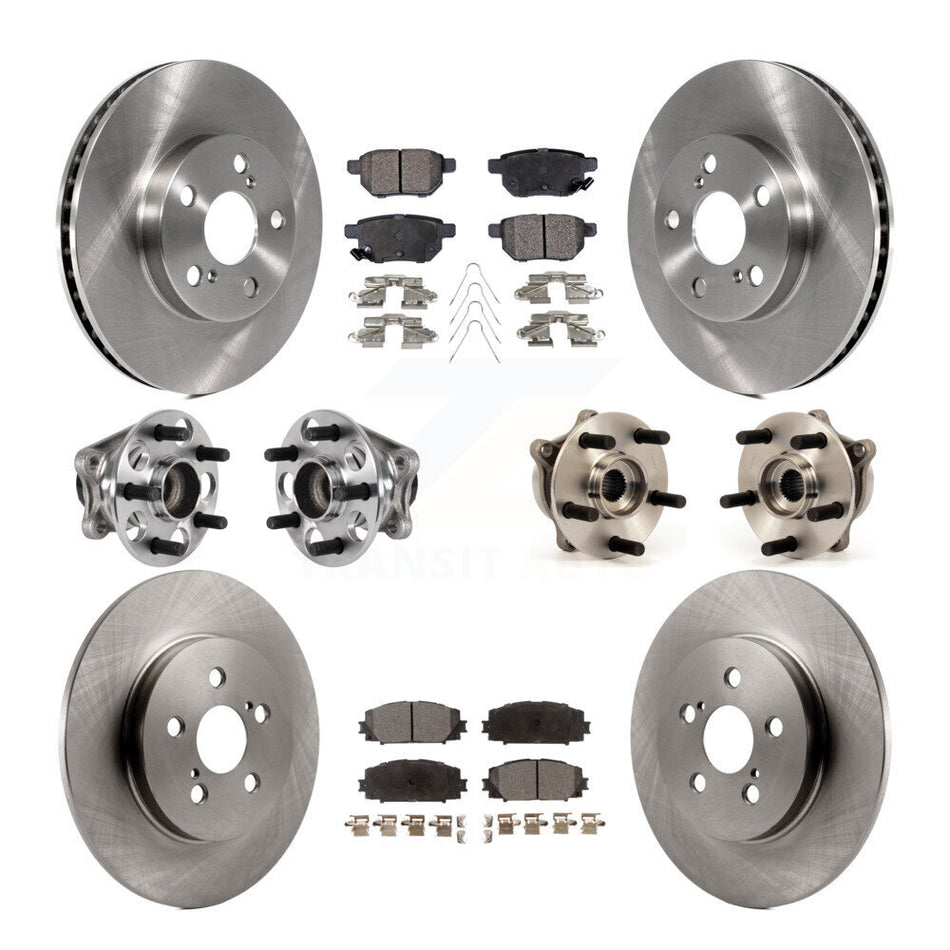 Front Rear Hub Bearing Disc Brake Rotor And Semi-Metallic Pad Kit (10Pc) For Lexus CT200h KBB-123961