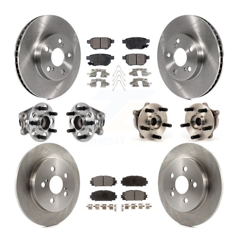 Front Rear Hub Bearing Disc Brake Rotor And Semi-Metallic Pad Kit (10Pc) For Lexus CT200h KBB-123962