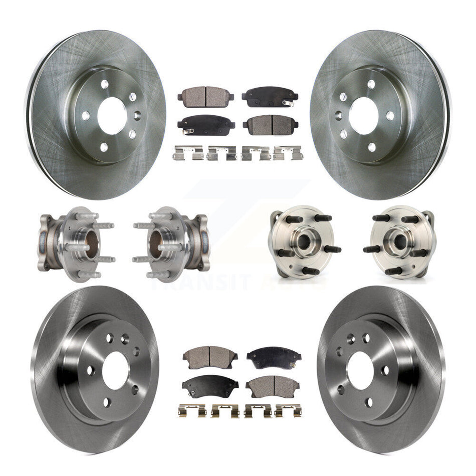 Front Rear Hub Bearings Assembly Disc Brake Rotors And Semi-Metallic Pads Kit (10Pc) For Chevrolet Cruze Limited KBB-123967