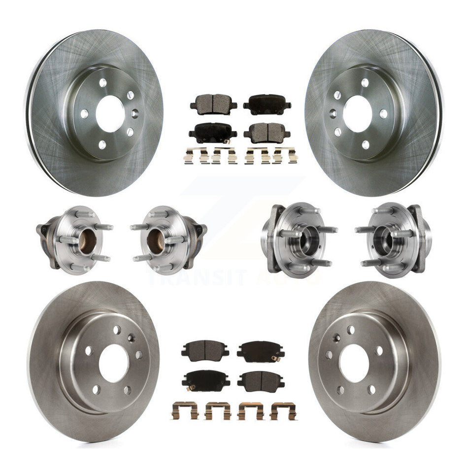 Front Rear Hub Bearings Assembly Disc Brake Rotors And Semi-Metallic Pads Kit (10Pc) For Chevrolet Volt Bolt EV KBB-123972