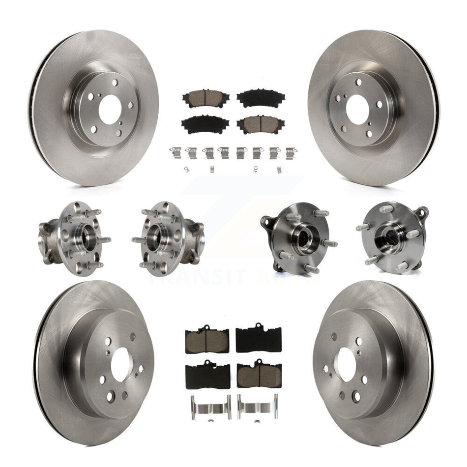 Front Rear Hub Bearings Assembly Disc Brake Rotors And Ceramic Pads Kit (10Pc) For Lexus GS350 IS300 IS350 RC350 RC300 KBB-123981